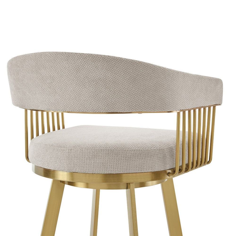 Luci Swivel Counter Stool Chair | Gold Steel Legs | Taupe Polyester