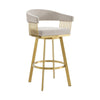 Luci Swivel Counter Stool Chair | Gold Steel Legs | Taupe Polyester
