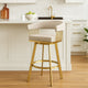 Luci Swivel Counter Stool Chair | Gold Steel Legs | Taupe Polyester