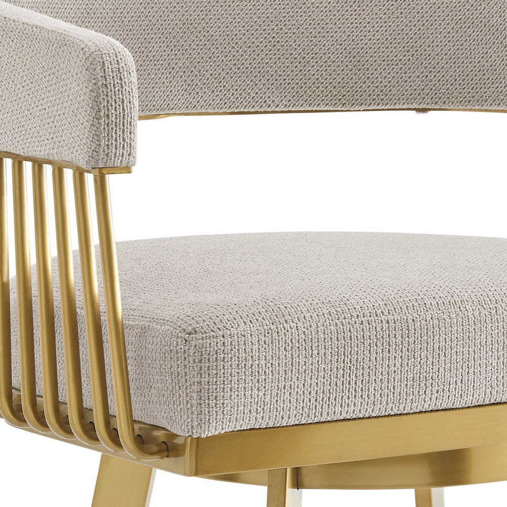 Luci Swivel Counter Stool Chair | Gold Steel Legs | Taupe Polyester