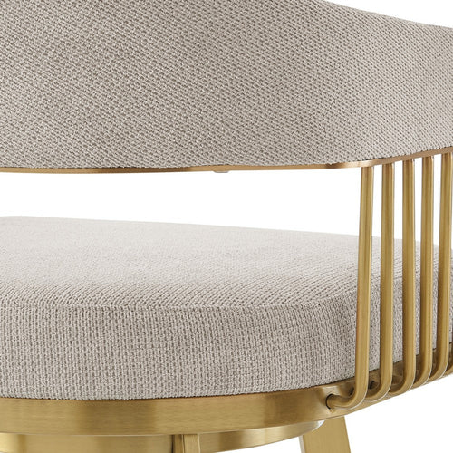 Luci Swivel Counter Stool Chair | Gold Steel Legs | Taupe Polyester