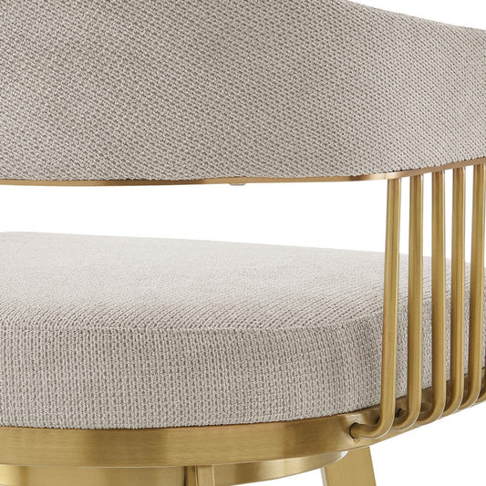 Luci Swivel Counter Stool Chair | Gold Steel Legs | Taupe Polyester