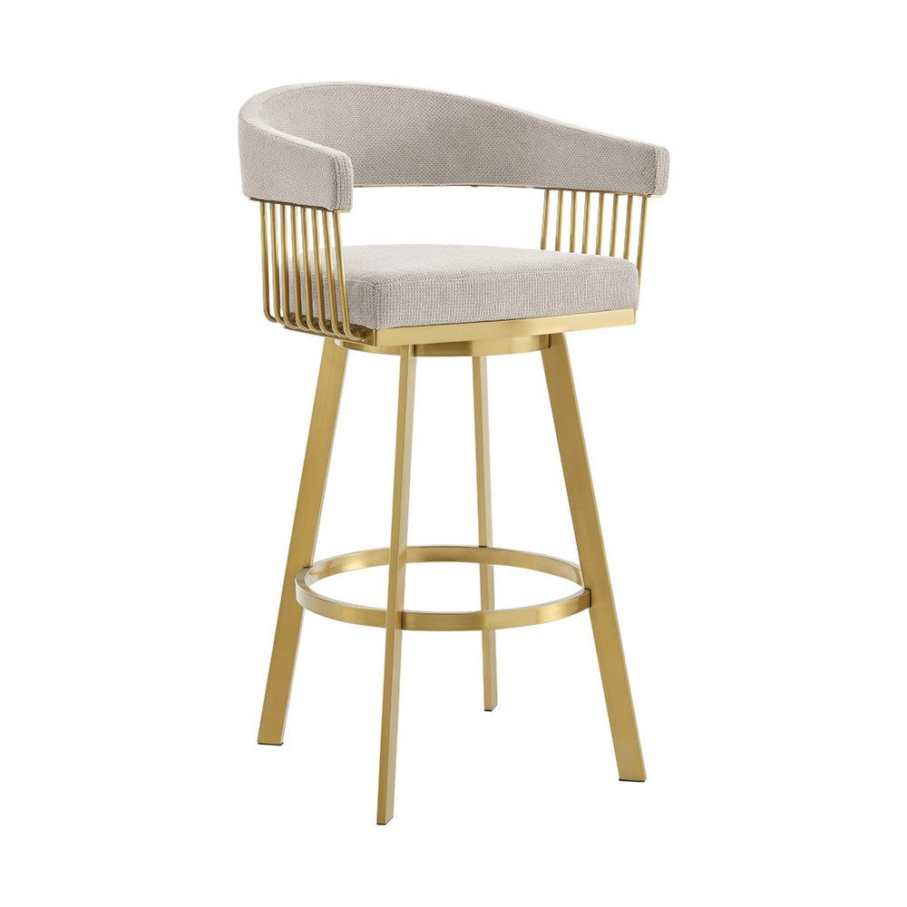 Luci Swivel Counter Stool Chair | Gold Steel Legs | Taupe Polyester