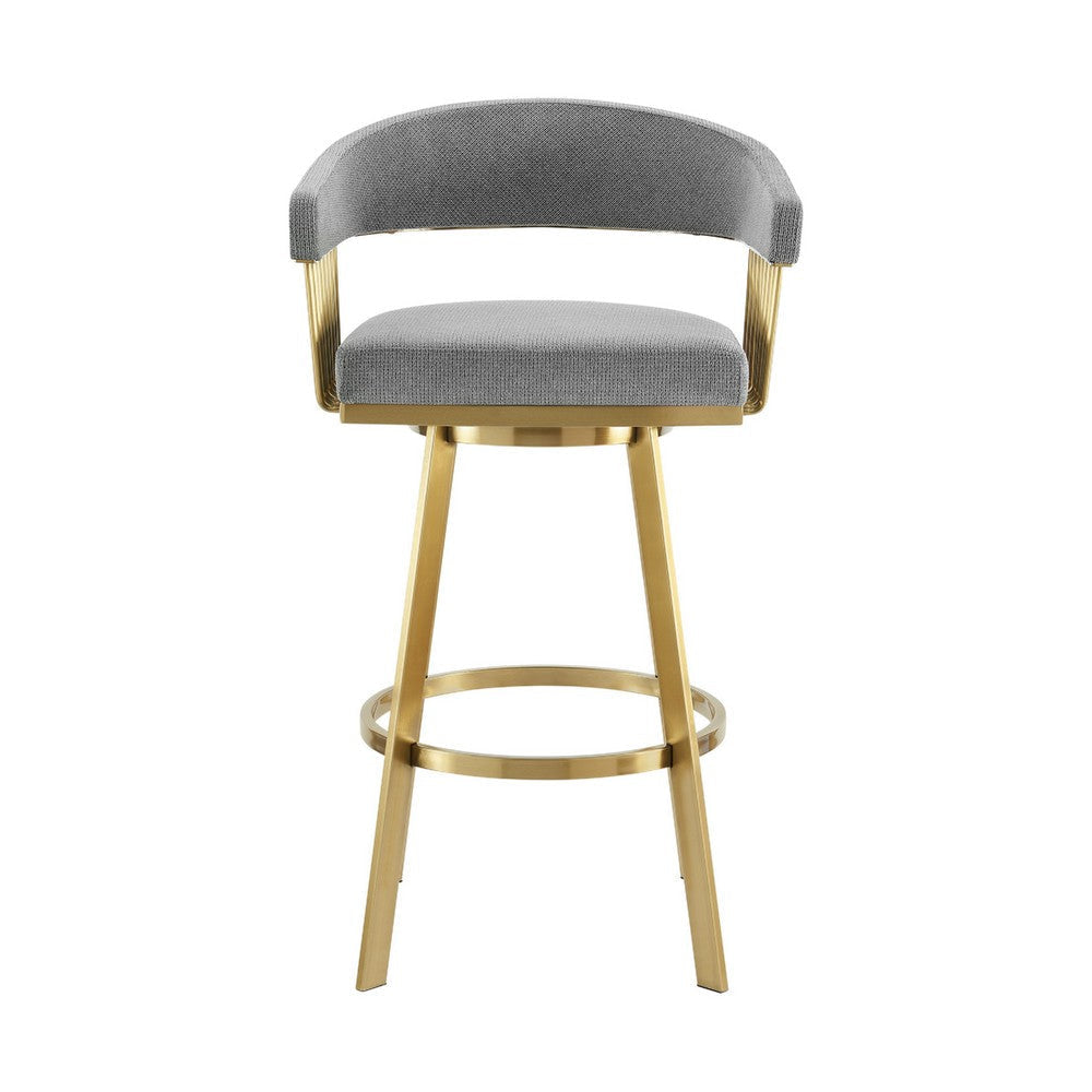 Luci Swivel Counter Stool Chair | Gold Steel | Anchor Gray Polyester