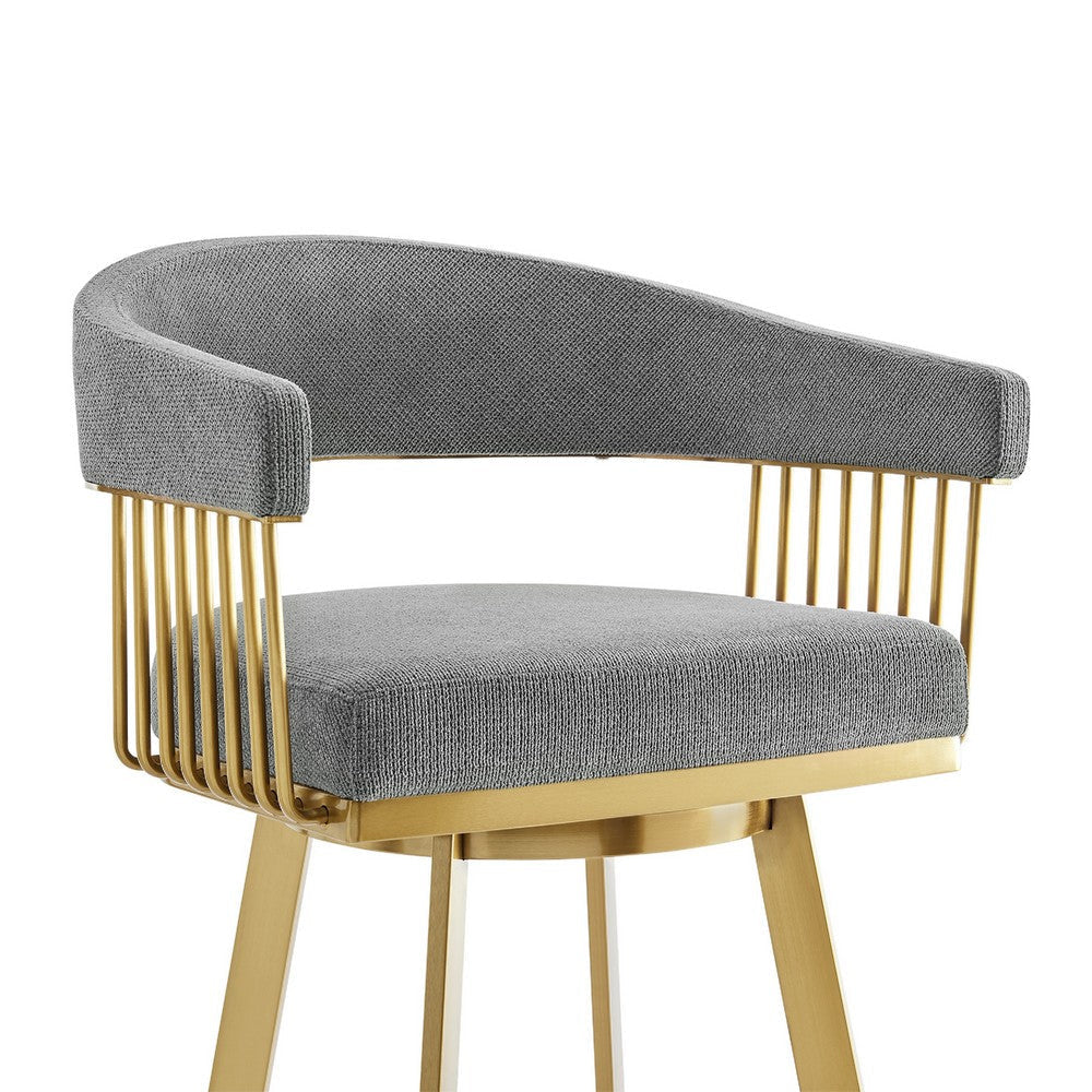 Luci Swivel Counter Stool Chair | Gold Steel | Anchor Gray Polyester