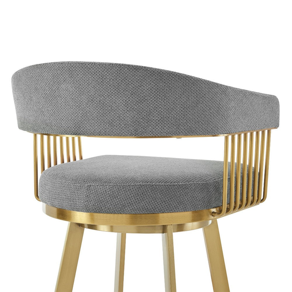 Luci Swivel Counter Stool Chair | Gold Steel | Anchor Gray Polyester