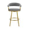 Luci Swivel Barstool Chair | Gold Steel | Tapered Legs | Gray Polyester