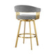 Luci Swivel Barstool Chair | Gold Steel | Tapered Legs | Gray Polyester