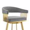 Luci Swivel Barstool Chair | Gold Steel | Tapered Legs | Gray Polyester