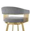 Luci Swivel Barstool Chair | Gold Steel | Tapered Legs | Gray Polyester