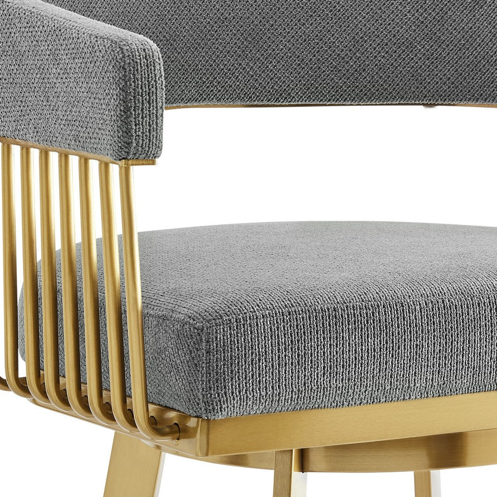 Luci Swivel Barstool Chair | Gold Steel | Tapered Legs | Gray Polyester