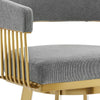 Luci Swivel Barstool Chair | Gold Steel | Tapered Legs | Gray Polyester