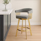 Luci Swivel Barstool Chair | Gold Steel | Tapered Legs | Gray Polyester