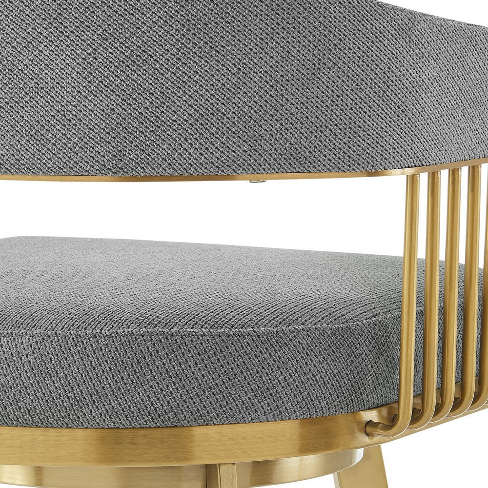 Luci Swivel Barstool Chair | Gold Steel | Tapered Legs | Gray Polyester