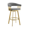 Luci Swivel Barstool Chair | Gold Steel | Tapered Legs | Gray Polyester