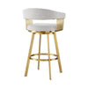 Luci Swivel Counter Stool Chair | Gold Steel Frame | Silver Polyester