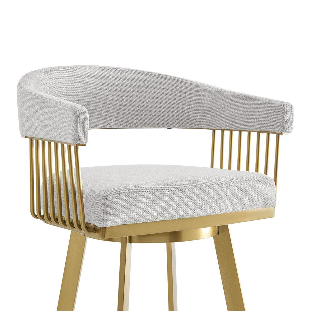 Luci Swivel Counter Stool Chair | Gold Steel Frame | Silver Polyester