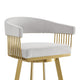 Luci Swivel Counter Stool Chair | Gold Steel Frame | Silver Polyester