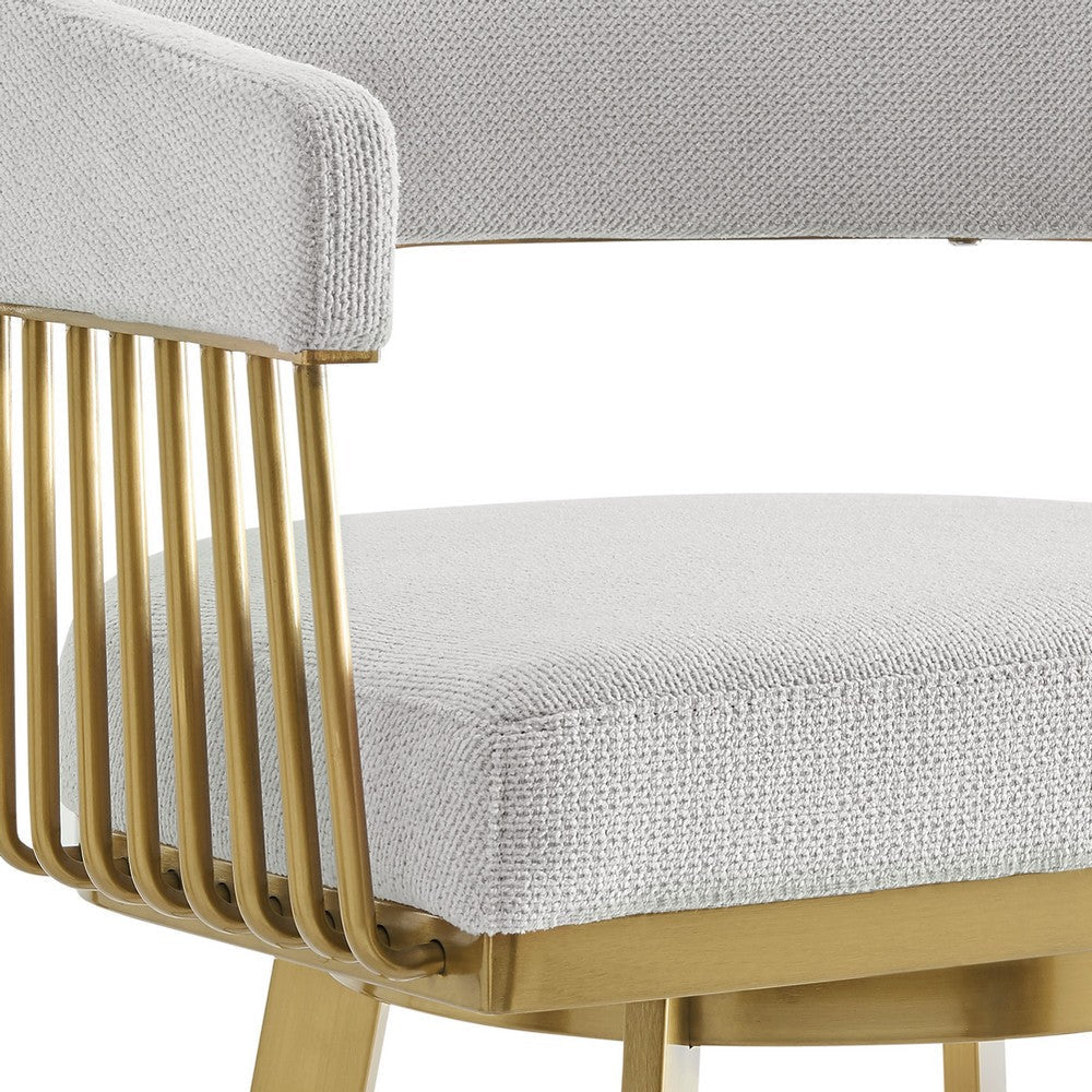 Luci Swivel Counter Stool Chair | Gold Steel Frame | Silver Polyester