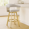 Luci Swivel Counter Stool Chair | Gold Steel Frame | Silver Polyester