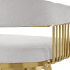 Luci Swivel Counter Stool Chair | Gold Steel Frame | Silver Polyester