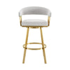 Luci Swivel Barstool Chair | Gold Steel | Taper Legs | Silver Polyester