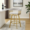Luci Swivel Barstool Chair | Gold Steel | Taper Legs | Silver Polyester