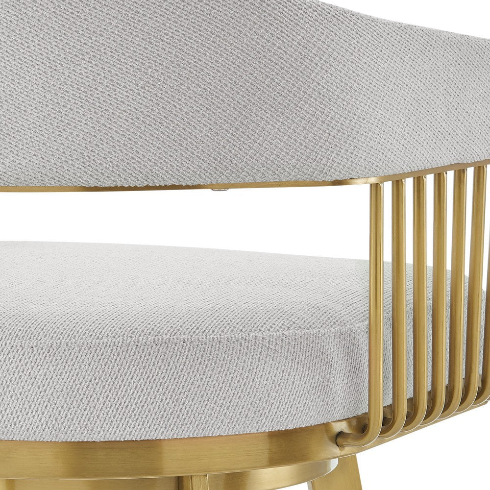 Luci Swivel Barstool Chair | Gold Steel | Taper Legs | Silver Polyester