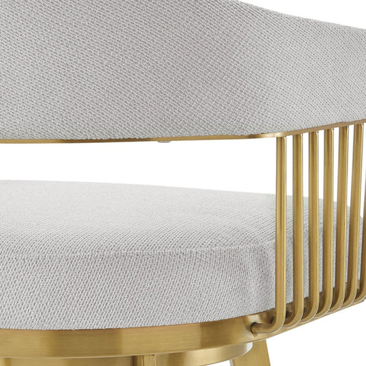 Luci Swivel Barstool Chair | Gold Steel | Taper Legs | Silver Polyester