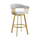 Luci Swivel Barstool Chair | Gold Steel | Taper Legs | Silver Polyester