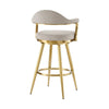 Justy Swivel Counter Stool Chair | Gold Steel Legs | Taupe Polyester