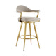 Justy Swivel Counter Stool Chair | Gold Steel Legs | Taupe Polyester
