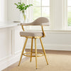 Justy Swivel Counter Stool Chair | Gold Steel Legs | Taupe Polyester