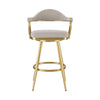 Justy Swivel Barstool Chair | Gold Steel Taper Legs | Taupe Polyester