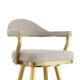 Justy Swivel Barstool Chair | Gold Steel Taper Legs | Taupe Polyester