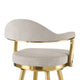 Justy Swivel Barstool Chair | Gold Steel Taper Legs | Taupe Polyester