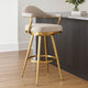 Justy Swivel Barstool Chair | Gold Steel Taper Legs | Taupe Polyester