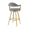 Justy Swivel Counter Stool Chair | Gold Steel | Anchor Gray Polyester