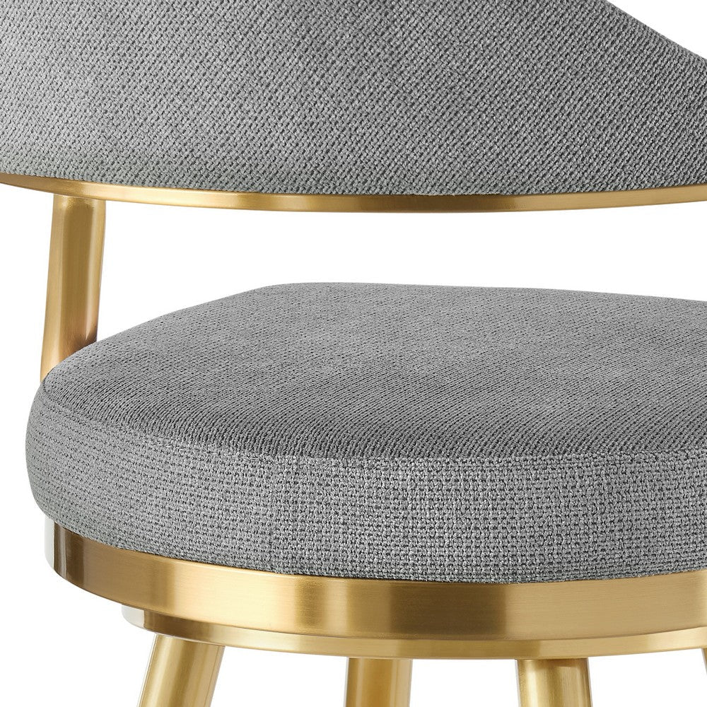 Justy Swivel Counter Stool Chair | Gold Steel | Anchor Gray Polyester