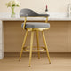 Justy Swivel Barstool Chair | Gold Steel Taper Legs | Gray Polyester