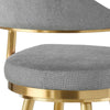 Justy Swivel Barstool Chair | Gold Steel Taper Legs | Gray Polyester