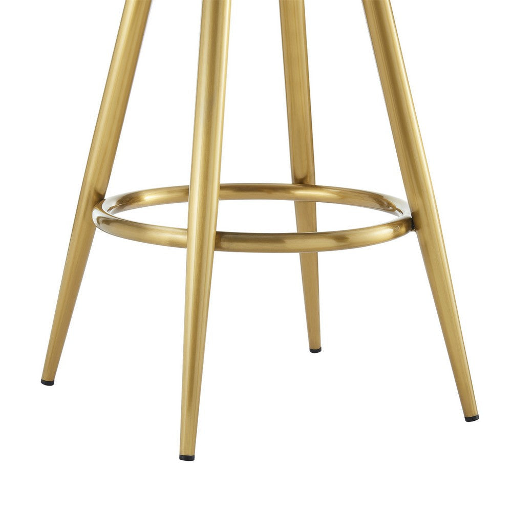 Justy Swivel Barstool Chair | Gold Steel Taper Legs | Gray Polyester