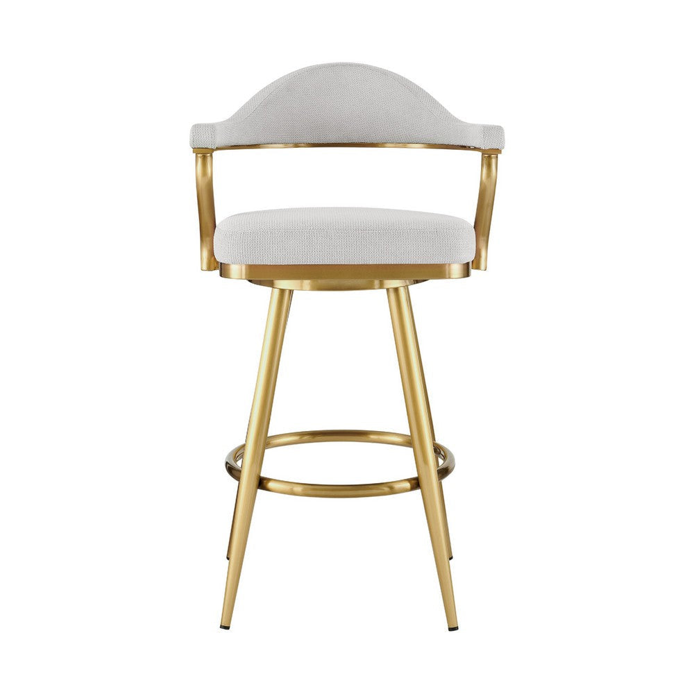 Justy Swivel Counter Stool Chair | Gold Steel Frame | Silver Polyester