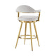 Justy Swivel Counter Stool Chair | Gold Steel Frame | Silver Polyester