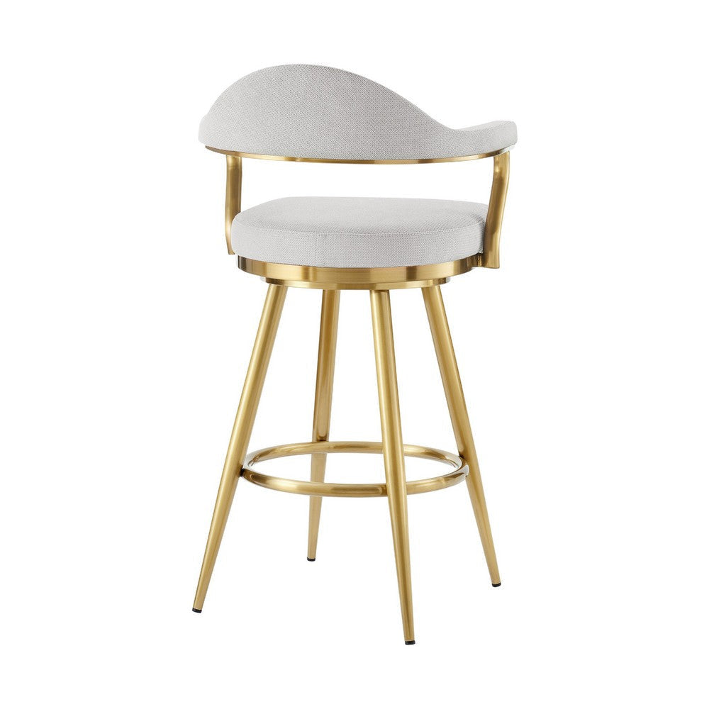 Justy Swivel Counter Stool Chair | Gold Steel Frame | Silver Polyester