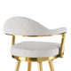 Justy Swivel Counter Stool Chair | Gold Steel Frame | Silver Polyester