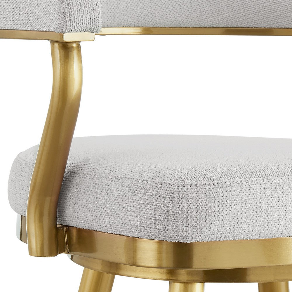 Justy Swivel Counter Stool Chair | Gold Steel Frame | Silver Polyester