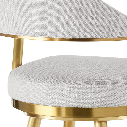 Justy Swivel Counter Stool Chair | Gold Steel Frame | Silver Polyester