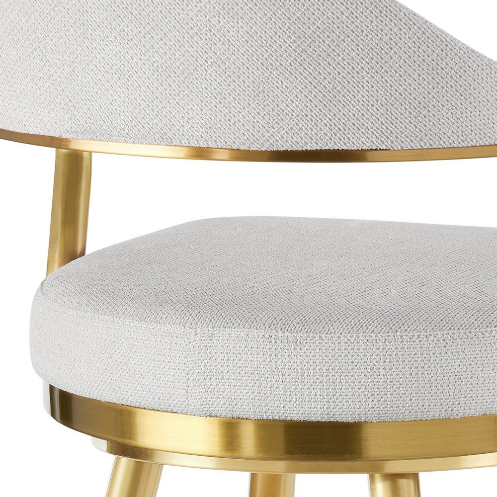 Justy Swivel Counter Stool Chair | Gold Steel Frame | Silver Polyester
