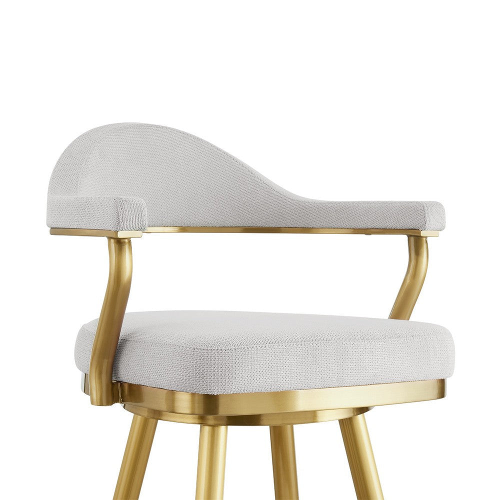Justy Swivel Barstool Chair | Gold Brushed Steel Legs | Silver Polyester BM339160